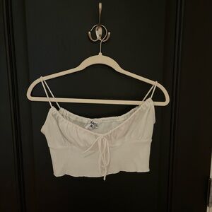 White Ribbed Crop Top